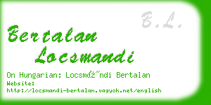 bertalan locsmandi business card